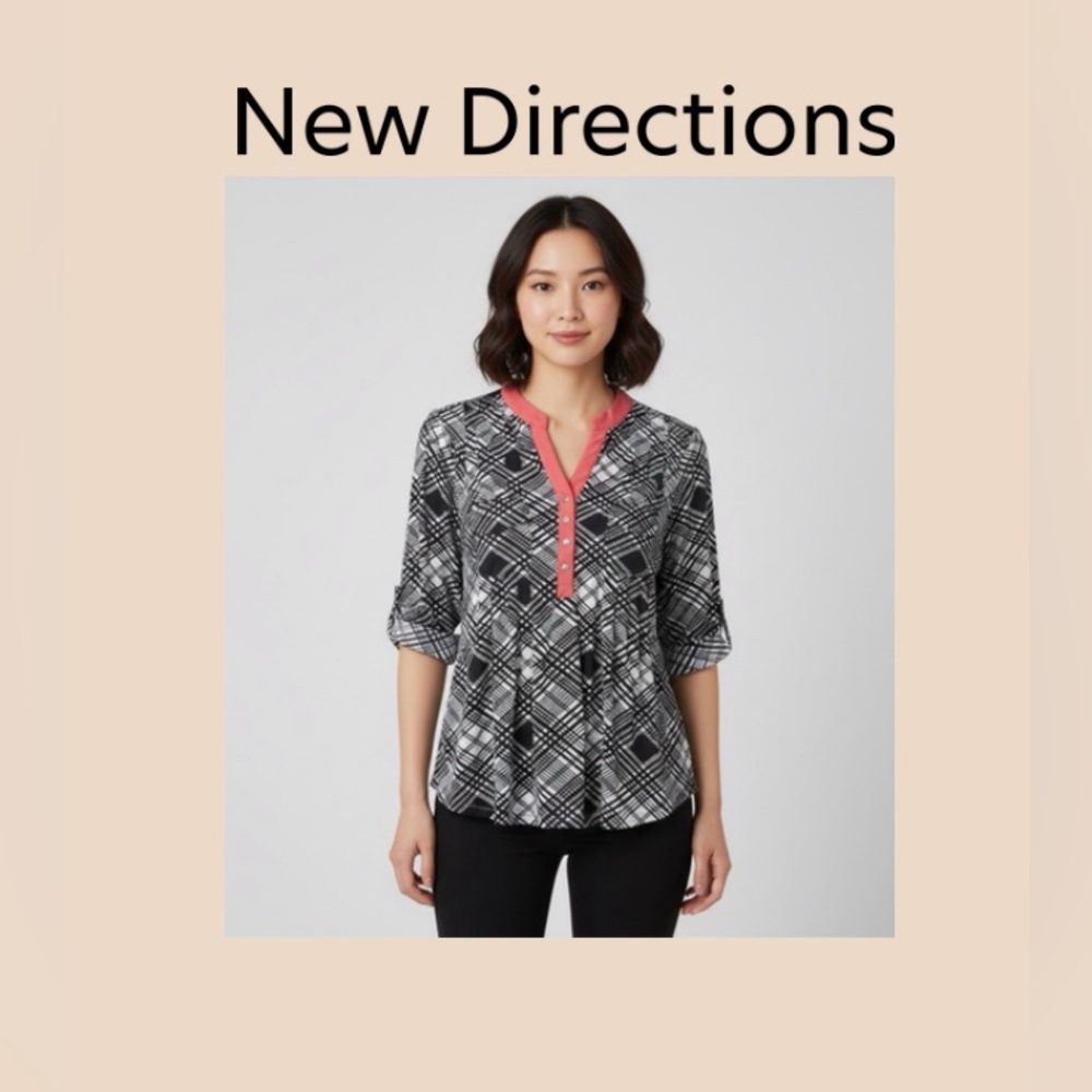 New Directions Women’s Plaid Blouse Size 2X